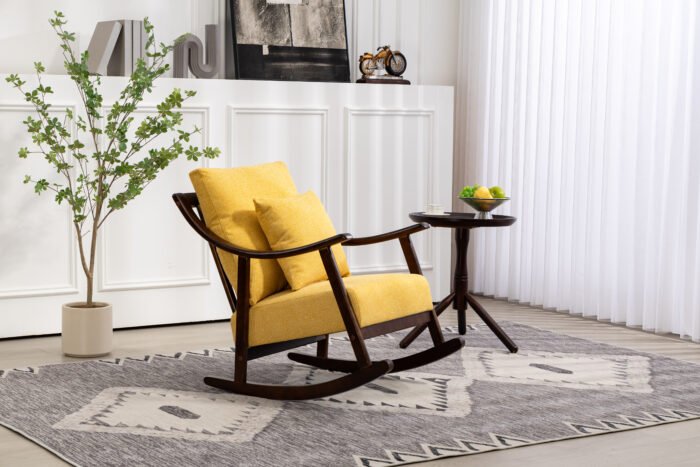 Woven fabric Mid Century Modern Accent Comfy Upholstered Glider Arm Chair - Image 11