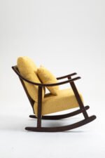 Woven fabric Mid Century Modern Accent Comfy Upholstered Glider Arm Chair - Image 14