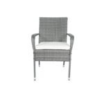 3 Piece Patio Wicker Conversation Set Grey Wicker + white Cushion - Image 11