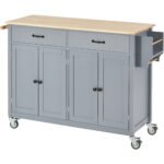 Kitchen Island Cart with Solid Wood Top and Locking Wheels (Gray) - Image 5