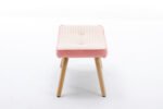 Wooden Cushioned ottoman Stool Square Foot Stool (pink) - Image 6