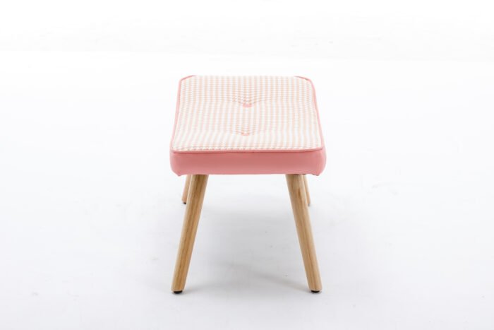 Wooden Cushioned ottoman Stool Square Foot Stool (pink) - Image 6