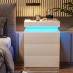 Modern Nightstand With 3 Drawers with Multi-Colour LED Light - Image 3