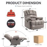 Large Manual Recliner Chair in Fabric for Living Room, Grey - Image 9
