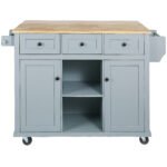 Kitchen handcart with countertop and storage cabinet (gray blue) - Image 11