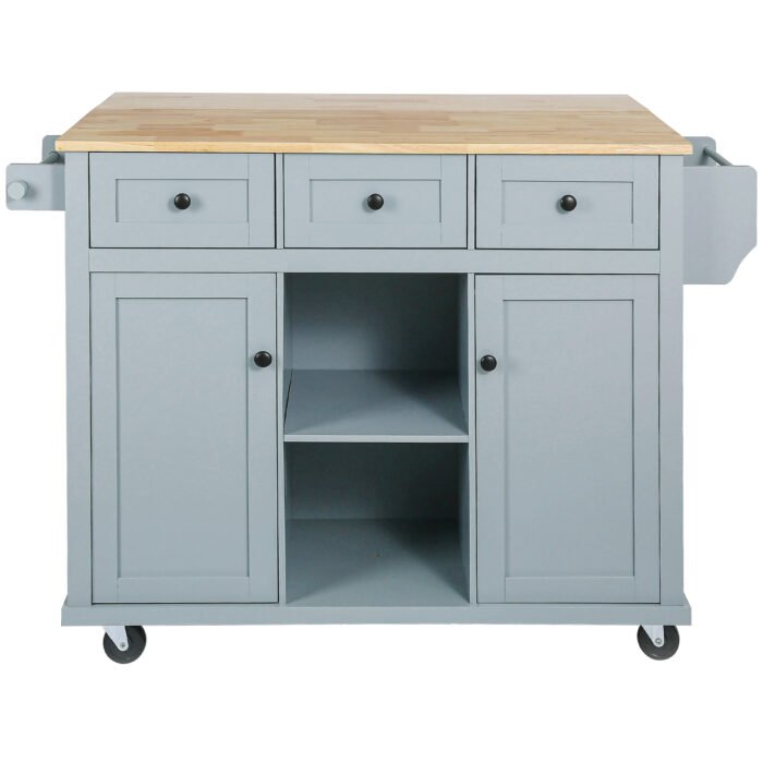 Kitchen handcart with countertop and storage cabinet (gray blue) - Image 11
