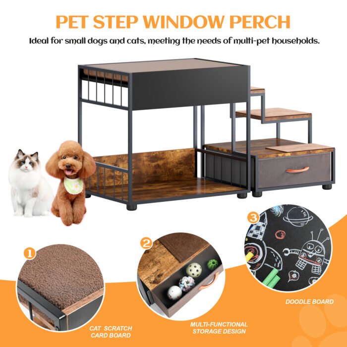Step Window Perch Bunk Beds for Dogs and Multi-Level Platform - Image 4