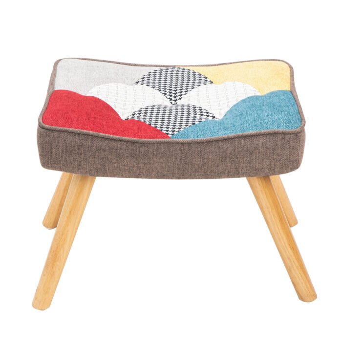 Rocking Chair with ottoman, Mid Century Fabric with Wooden Legs - Image 11