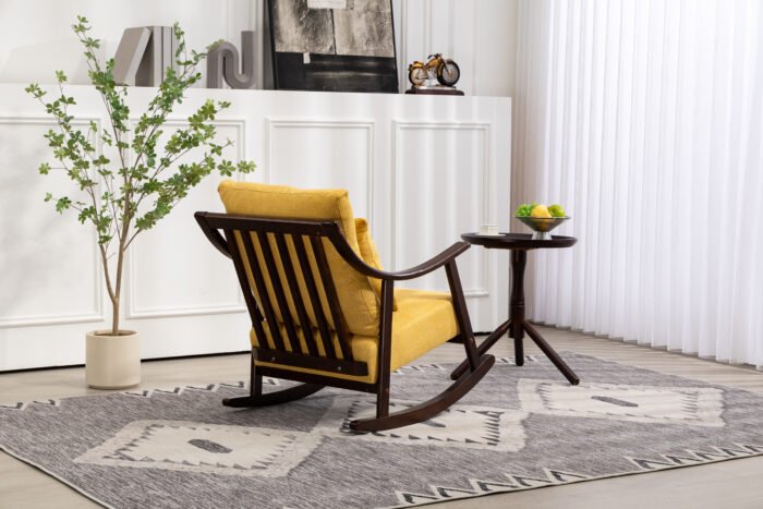 Woven fabric Mid Century Modern Accent Comfy Upholstered Glider Arm Chair - Image 8