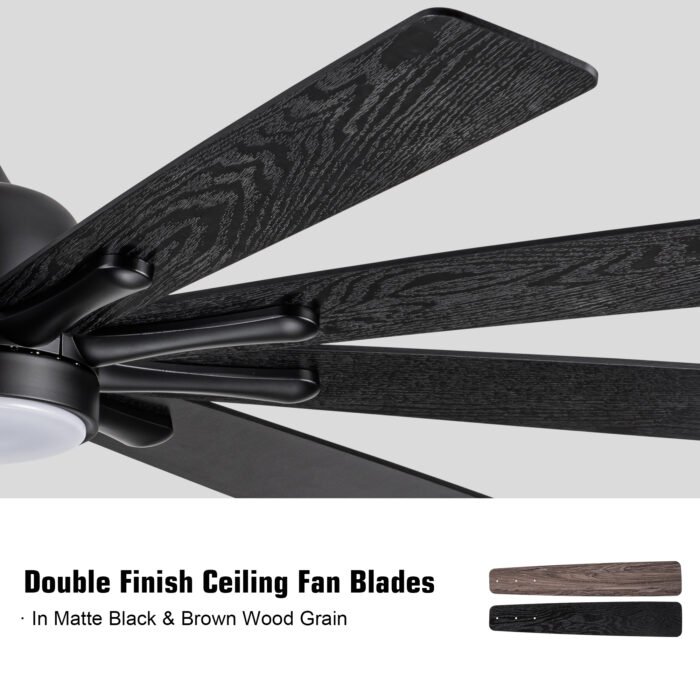 Mordern Farmhouse 62 In Black Ceiling Fan with Smart App and Remote Control - Image 9