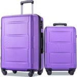 2 Piece Lightweight Luggage Set with ABS and TSA Lock (20/28) Purple