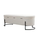 Storage Ottoman chair with safety hinge and soft cushion fabric storage - Image 16