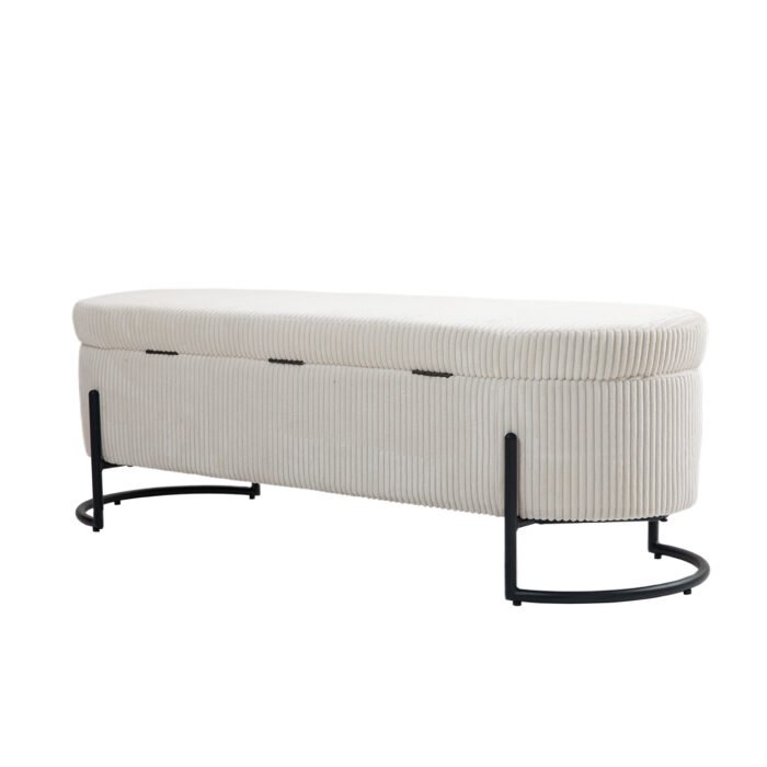 Storage Ottoman chair with safety hinge and soft cushion fabric storage - Image 16