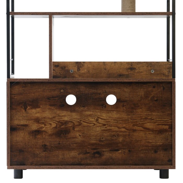 Cat Wooden Litter Box Enclosure with Shelves and Scratching Posts - Image 7