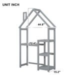 House-shaped Wooden writing Desk Kids study Table Bookshelf Gray - Image 6