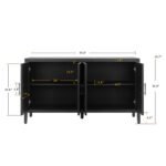 4 Door Wooden Twill Sideboard American Country Vintage Buffet - Image 5