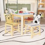 5 Piece Kiddy Table and Chair Set Wooden Table with 4 Chairs - Image 5