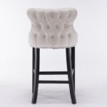 Velvet padded wing back bar stool with wooden leg chrome nail head decoration (set of 2)) - Image 9
