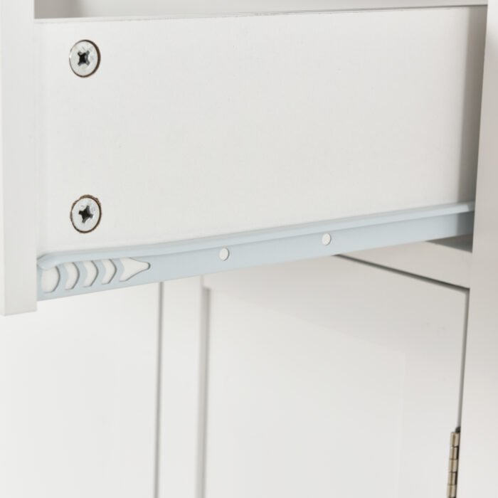 Kitchen Island Cart with Solid Wood Top and Locking Wheels (White) - Image 15