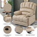 Large Manual Recliner Fabric Chair, Beige - Image 5