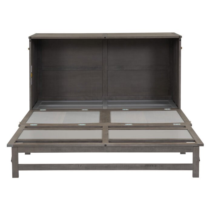 Queen Size Murphy Bed with Built-In Charging Station  Antique Gray - Image 10