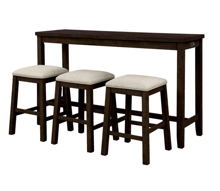 TOPMAX 4 Pieces Bar Table with Fabric Padded Stools, Brown - Image 14