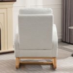 Accent Rocking Chair with Footrest High Back Rubber Wood - Image 4