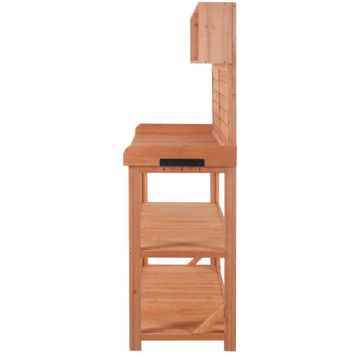 Large Wooden Farmhouse Rustic Outdoor Potting Bench Table - Image 14