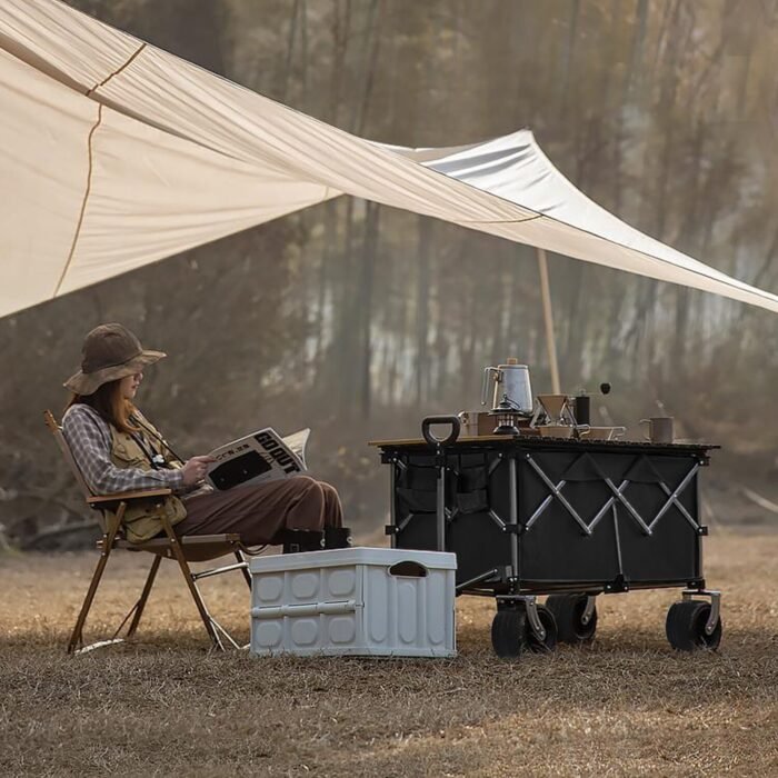 Collapsible Folding Wagon Push Pull Foldable Beach Wagon Cart - Image 2