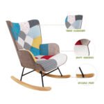 Rocking Chair with ottoman, Mid Century Fabric with Wooden Legs - Image 8