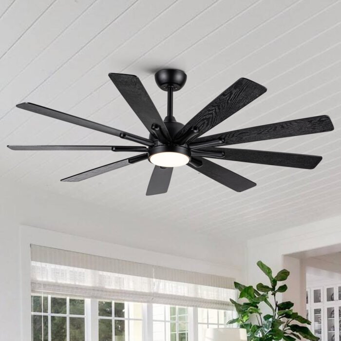 Mordern Farmhouse 62 In Black Ceiling Fan with Smart App and Remote Control - Image 2