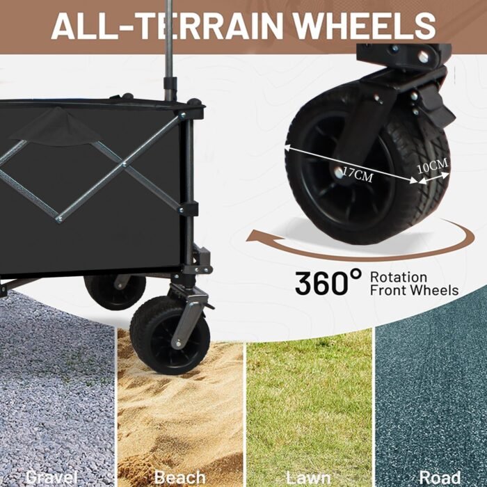 Collapsible Folding Wagon Push Pull Foldable Beach Wagon Cart - Image 9