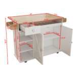 Kitchen Island Cart with Solid Wood Top, Wine Storage, Spice Rack, Towel Rack and Wine Glass Holder - Image 11