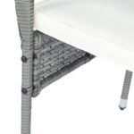 3 Piece Patio Wicker Conversation Set Grey Wicker + white Cushion - Image 21