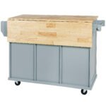 Kitchen handcart with countertop and storage cabinet (gray blue) - Image 14