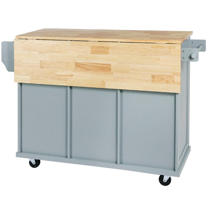 Kitchen handcart with countertop and storage cabinet (gray blue) - Image 14