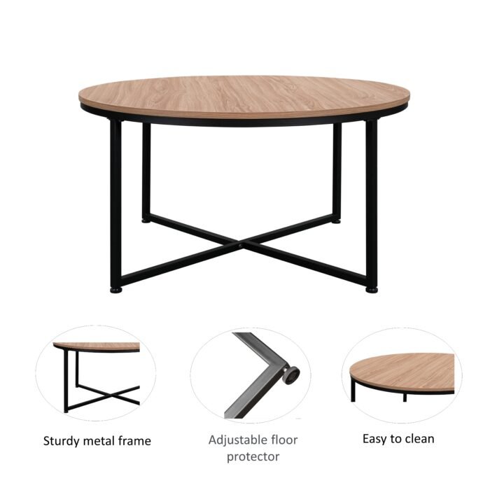 Modern Round Metal Coffee Table - Image 4