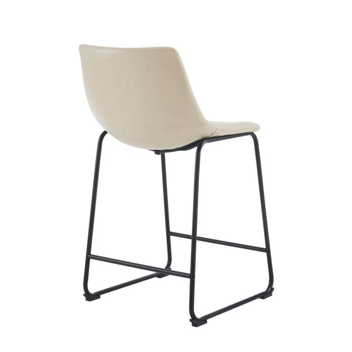 Retro style 24inch armless industrial faux leather counter stool with metal legs and footrests (Set of 2) - Image 7