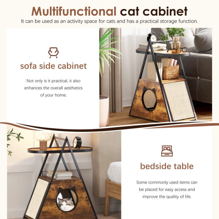 Cat house,end table.Wood cat condo black vintage pet furniture - Image 10