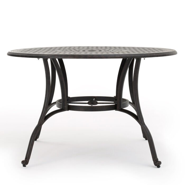 Outdoor Cast Aluminum Circular Dining Table, Black - Image 6