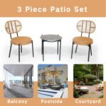 3 Pieces Of Luxury Outdoor Wicker Furniture - Patio Bistro Style Table And Chair Combination - Image 3
