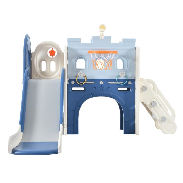 9 in 1 Toddler Slide Set for Toddlers Ages 1+ with Basketball Hoop, Tunnel and Storage Space, Pirate Ship and Themed Slide - Image 11