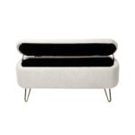 Ivory White Storage Ottoman Bench for End of Bed with Gold Legs - Image 15