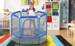 55'' Toddlers Trampoline with Safety Enclosure Net and Balls - Image 3