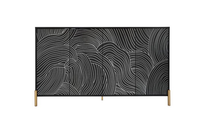 Carving 4 door panel buffet with adjustable shelves - Image 8