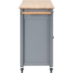 Kitchen Island Cart with Solid Wood Top and Locking Wheels (Gray) - Image 12