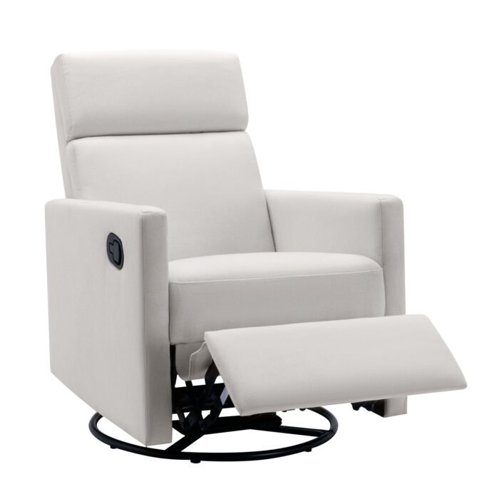 Modern Upholstered Rocker Nursery Chair, Off White - Image 16