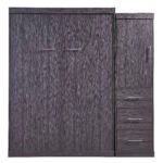 Full Size Murphy Bed with Wardrobe and Drawers, Gray - Image 5