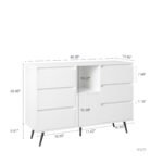 Living Room Sideboard Storage Cabinet White High Gloss with LED Light - Image 4