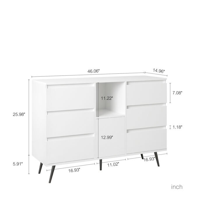 Living Room Sideboard Storage Cabinet White High Gloss with LED Light - Image 4